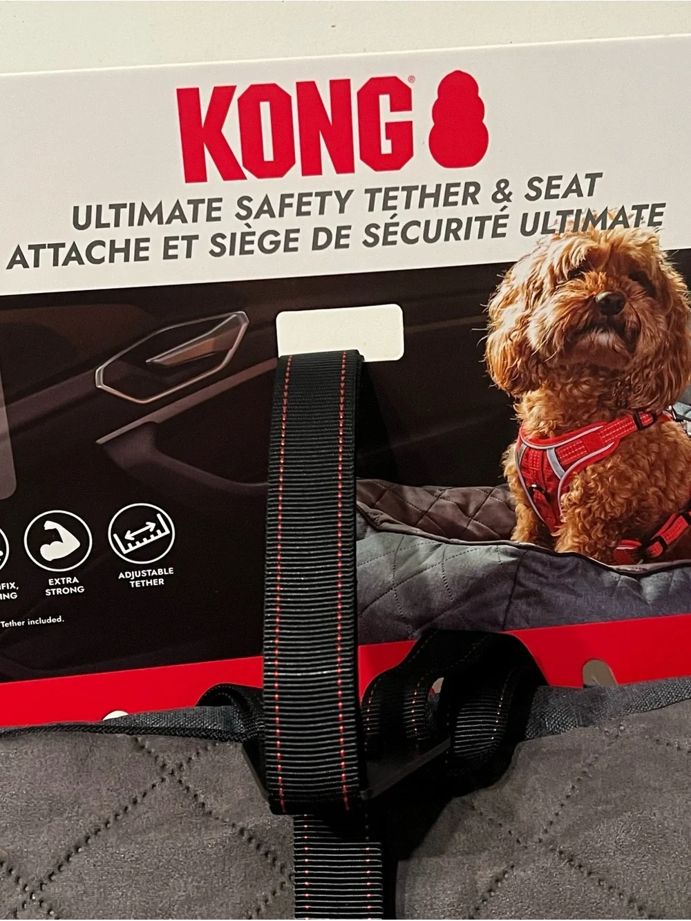 KONG Gray Quilted Pet Travel Seat with Safety Tether